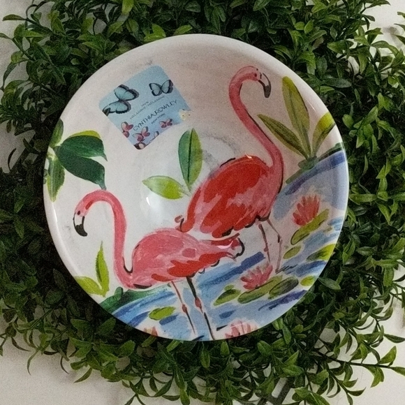 Cynthia Rowley Flamingo TROPICAL Melamine SET OF 4 Cereal Soup Bowls - Picture 1 of 8